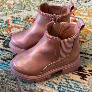 Pink Elastic Side Panel Boots